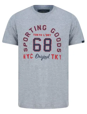 Sporting Goods Motif Cotton Jersey T-Shirt in Light Grey Marl - Tokyo Laundry