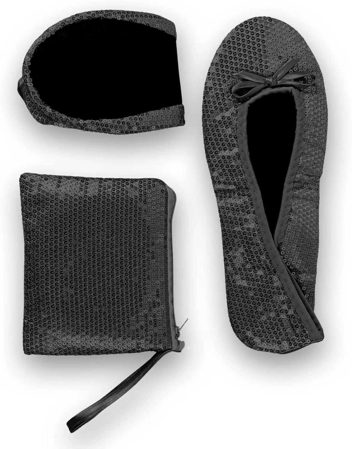 Stylish Foldable Ballet Flats for Women Portable Roll Up Travel Shoes for Wedding Bridesmaid Includes Carrying Pouch
