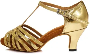 SWDZM Latin Dance Shoes For Women Satin Open Toe Suede Sole Professional Ballroom Salsa Chacha Practice Performance Dance Shoes Model-SS331
