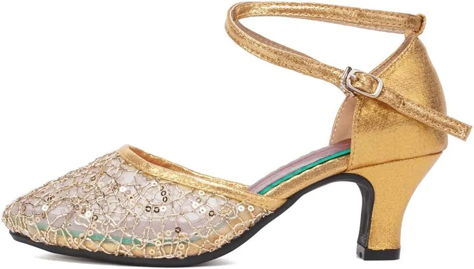 SWDZM Women's Closed Toe Ballroom Latin Dance Shoes Salsa Dancing Heels Comfortable Dress Shoes