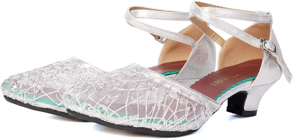 SWDZM Women's Closed Toe Ballroom Latin Dance Shoes Salsa Dancing Heels Comfortable Dress Shoes