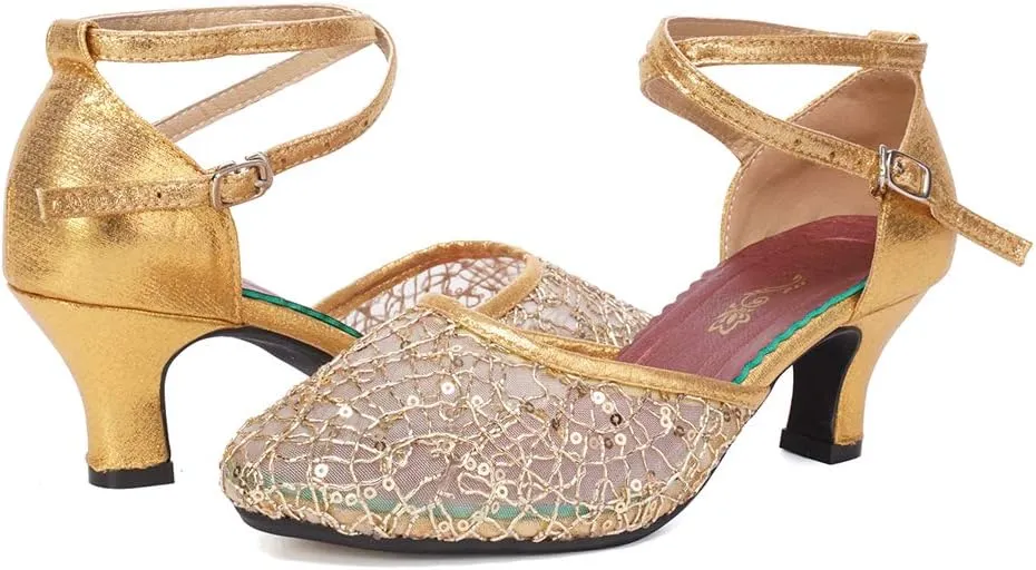 SWDZM Women's Closed Toe Ballroom Latin Dance Shoes Salsa Dancing Heels Comfortable Dress Shoes