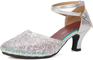 SWDZM Women's Closed Toe Ballroom Latin Dance Shoes Salsa Dancing Heels Comfortable Dress Shoes