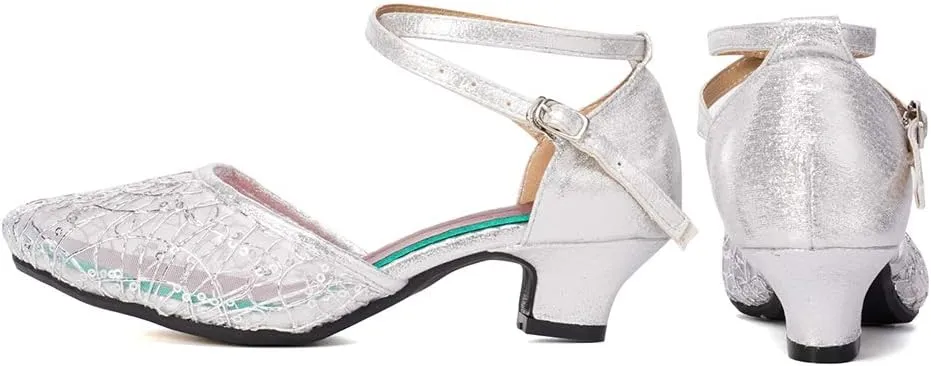SWDZM Women's Closed Toe Ballroom Latin Dance Shoes Salsa Dancing Heels Comfortable Dress Shoes