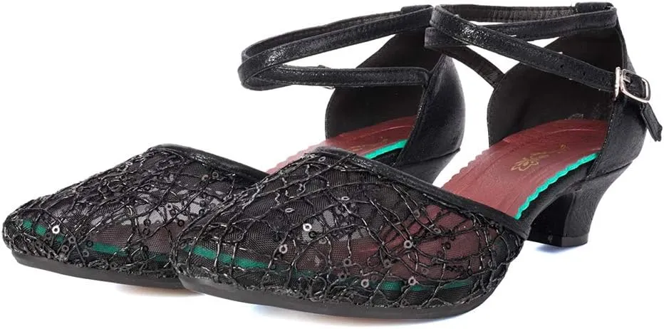 SWDZM Women's Closed Toe Ballroom Latin Dance Shoes Salsa Dancing Heels Comfortable Dress Shoes