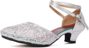 SWDZM Women's Closed Toe Ballroom Latin Dance Shoes Salsa Dancing Heels Comfortable Dress Shoes
