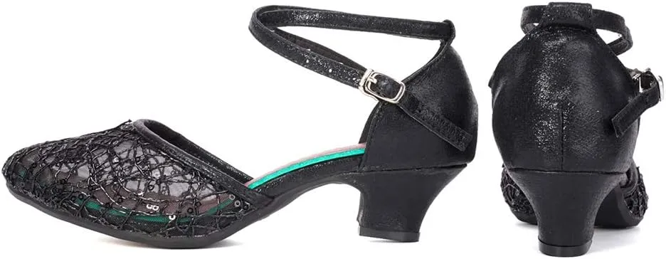 SWDZM Women's Closed Toe Ballroom Latin Dance Shoes Salsa Dancing Heels Comfortable Dress Shoes