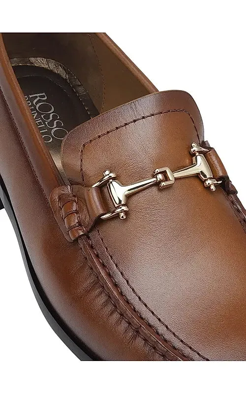 Tan Heel Moccasins With Metal Buckle