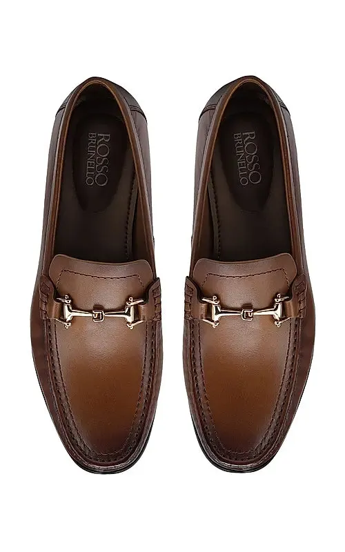 Tan Heel Moccasins With Metal Buckle