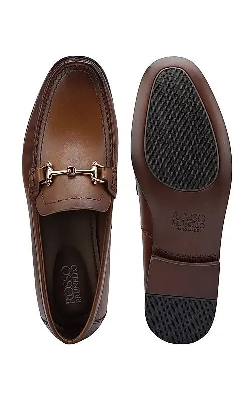 Tan Heel Moccasins With Metal Buckle