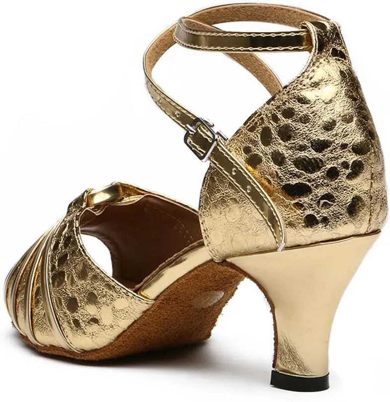 TDA Women's Mid Heel Knot Synthetic Salsa Tango Ballroom Latin Party Comfortable Dance Shoes