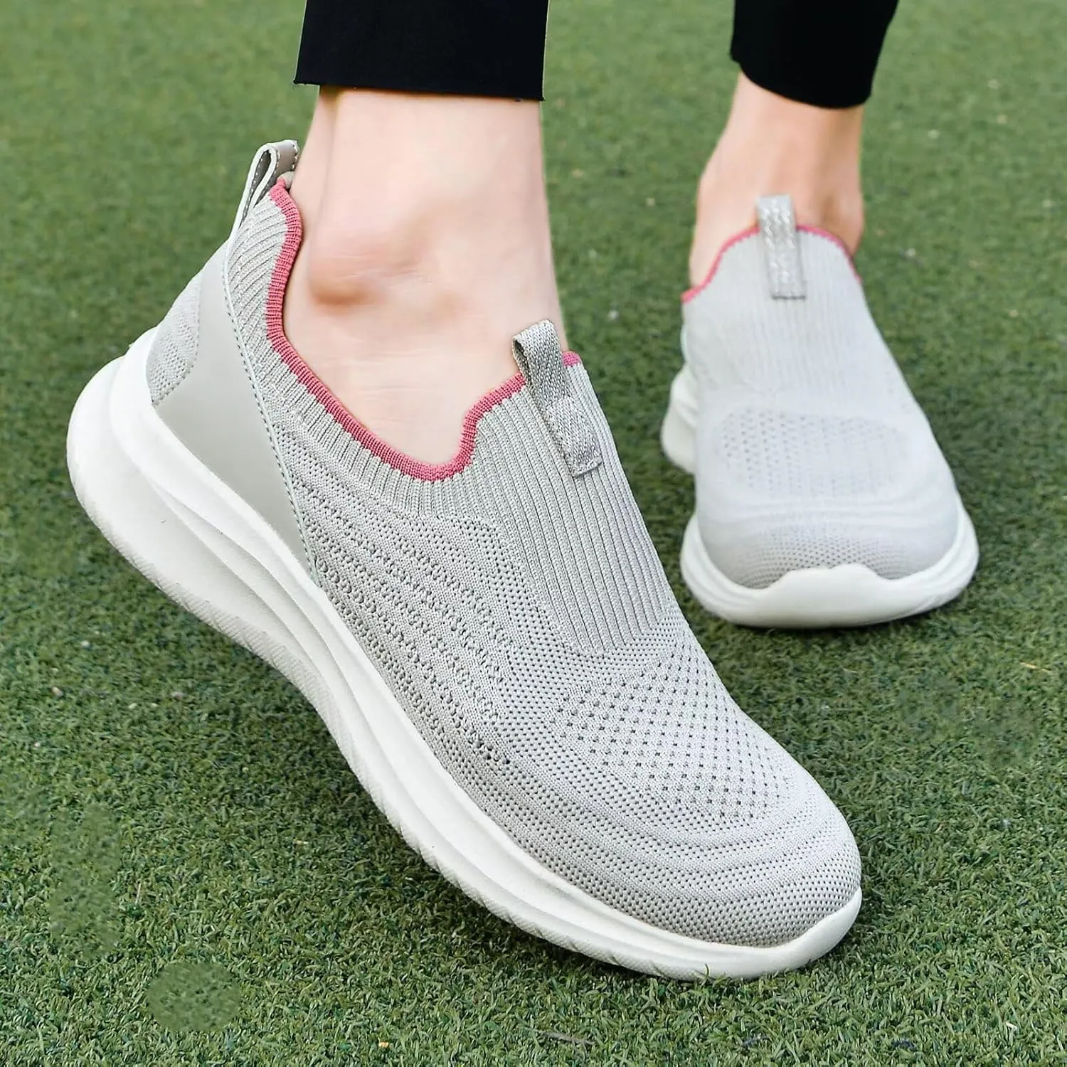 TIOSEBON Women's Walking Tennis Shoes Knit Comfortable Slip on Breathable Mesh Lightweight Sneaker