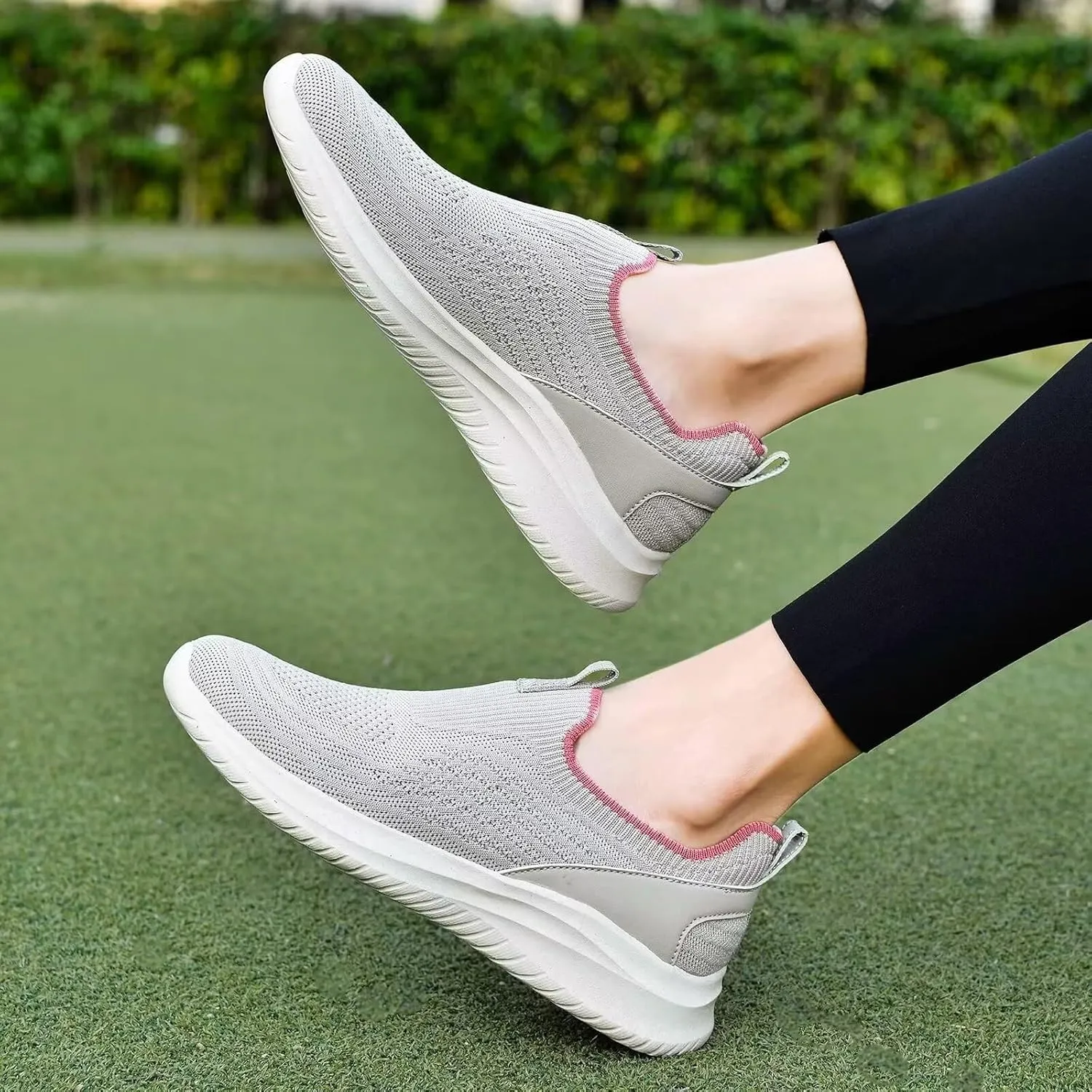 TIOSEBON Women's Walking Tennis Shoes Knit Comfortable Slip on Breathable Mesh Lightweight Sneaker
