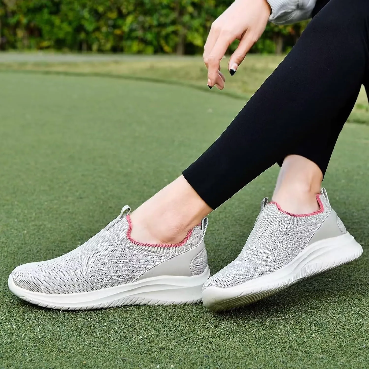 TIOSEBON Women's Walking Tennis Shoes Knit Comfortable Slip on Breathable Mesh Lightweight Sneaker