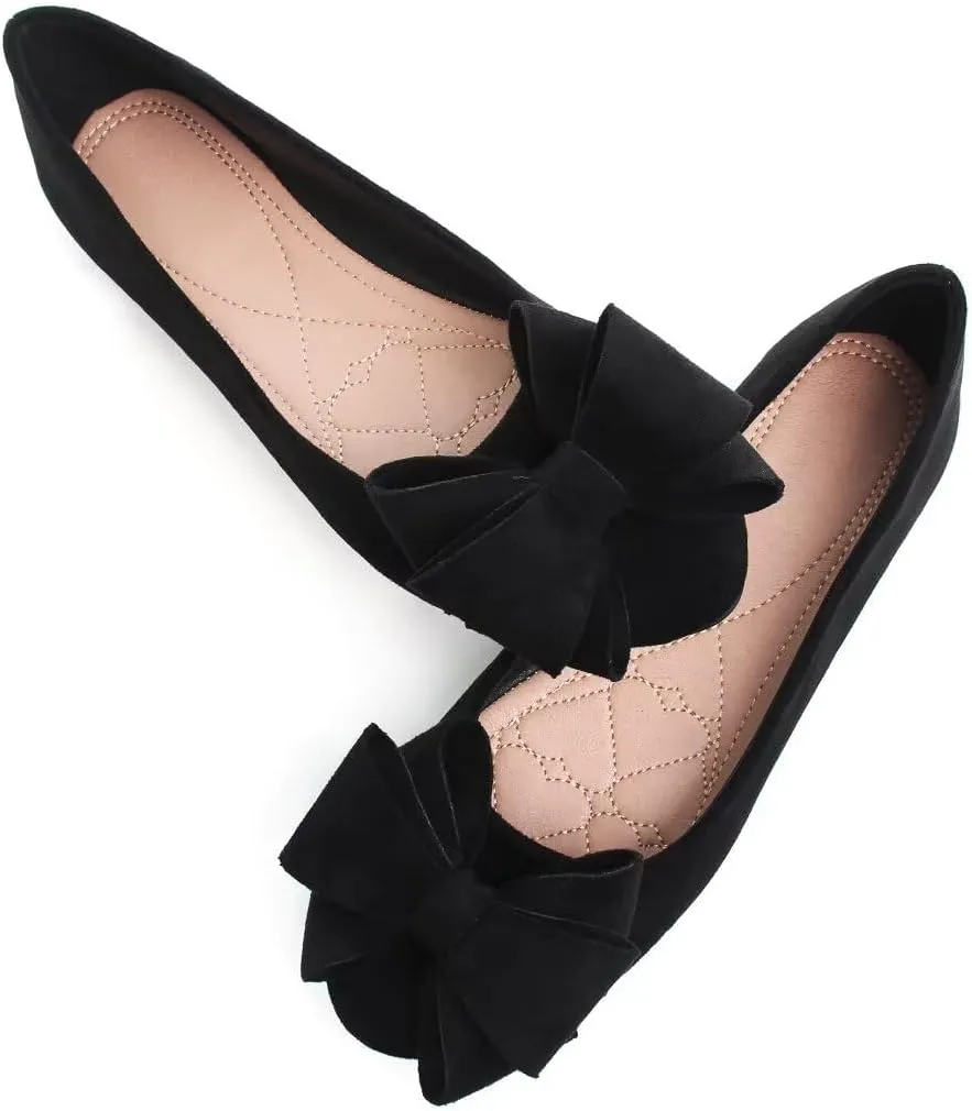 TN TANGNEST Women Fashion Bowknot Flats Comfort Pointed Toe Dress Shoes