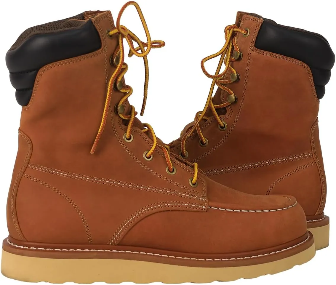 Unisex Lightweight Leather Work Boots - Comfortable Working Boots Soft Moc Toe Slip Resistant