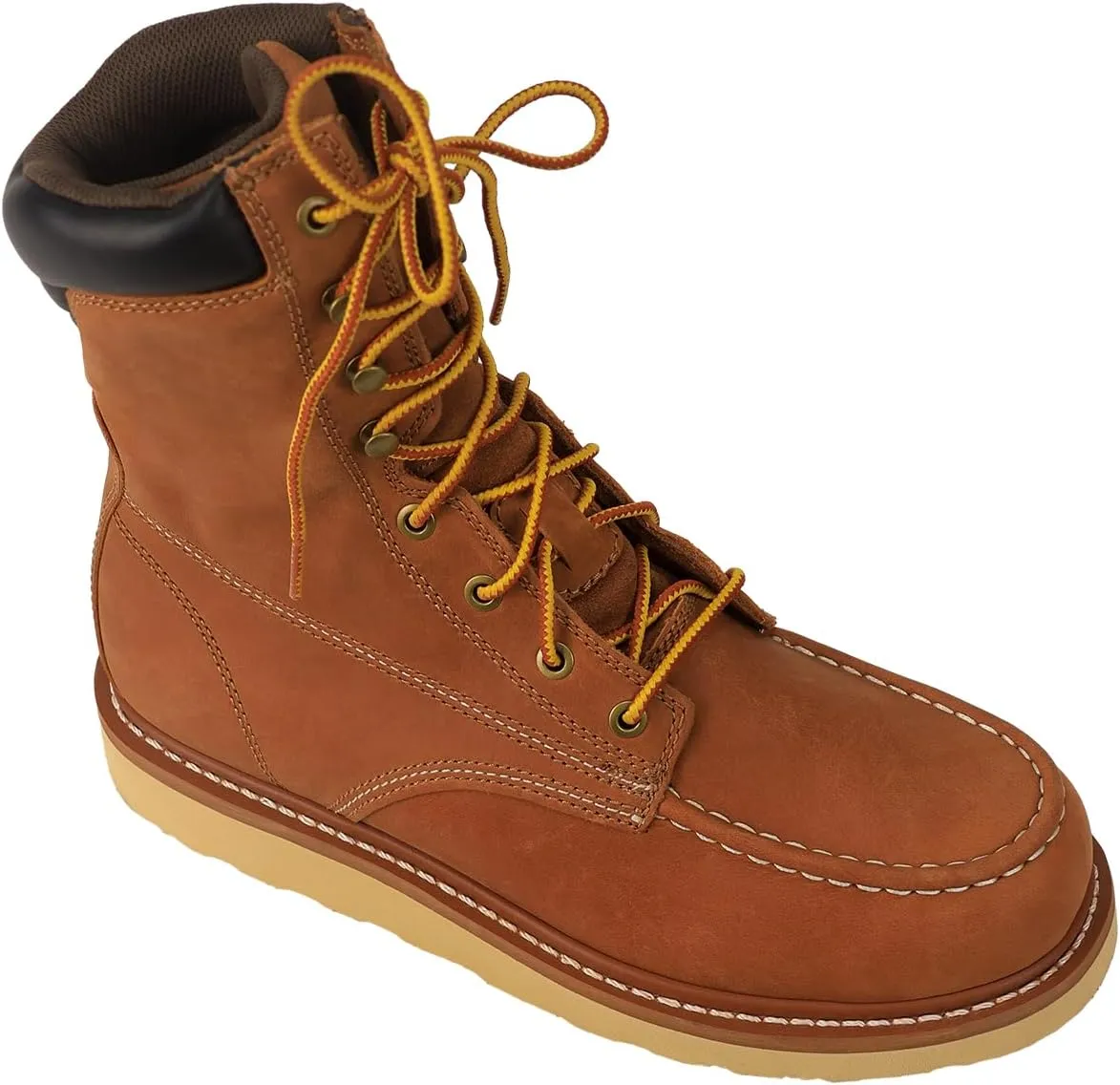 Unisex Lightweight Leather Work Boots - Comfortable Working Boots Soft Moc Toe Slip Resistant