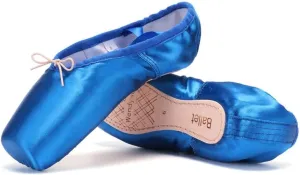 WENDYWU Girls Womens Dance Shoe Pink Ballet Pointe Slippers Ballet Flats Shoes with Ribbons Toe Pads Black Pink Red