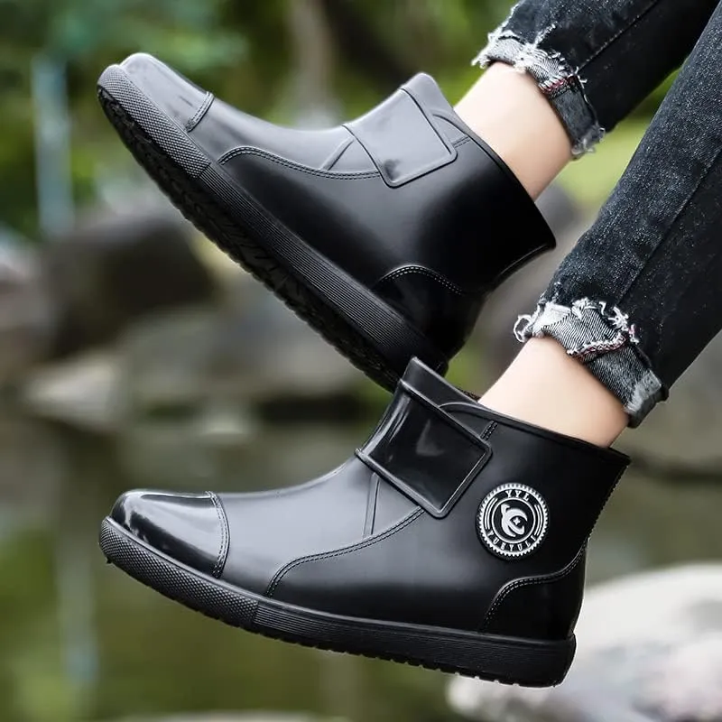 Women Ankle Rain Boots Waterproof Garden Shoes,Non-slip Outdoor Rain Shoes for Fishing