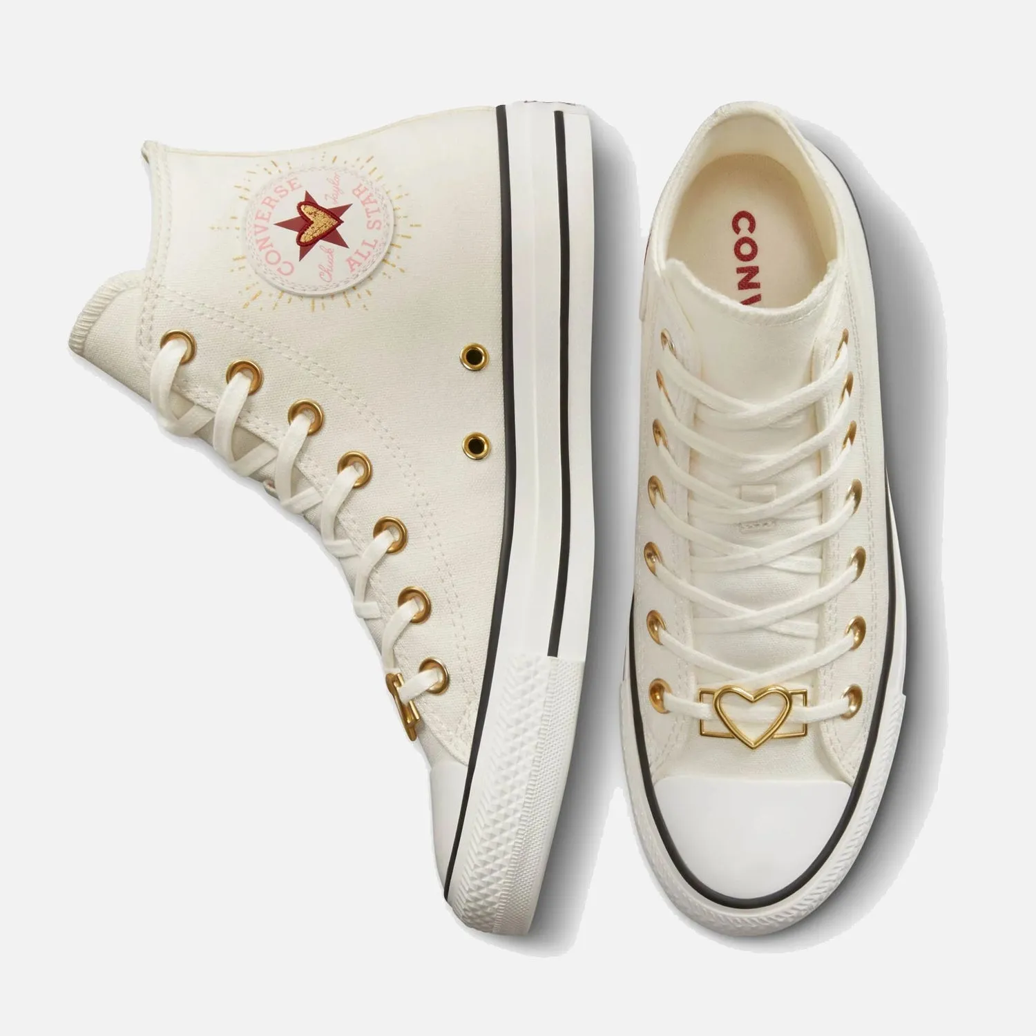 Women's Converse Chuck Taylor Hi Vintage White Hearts