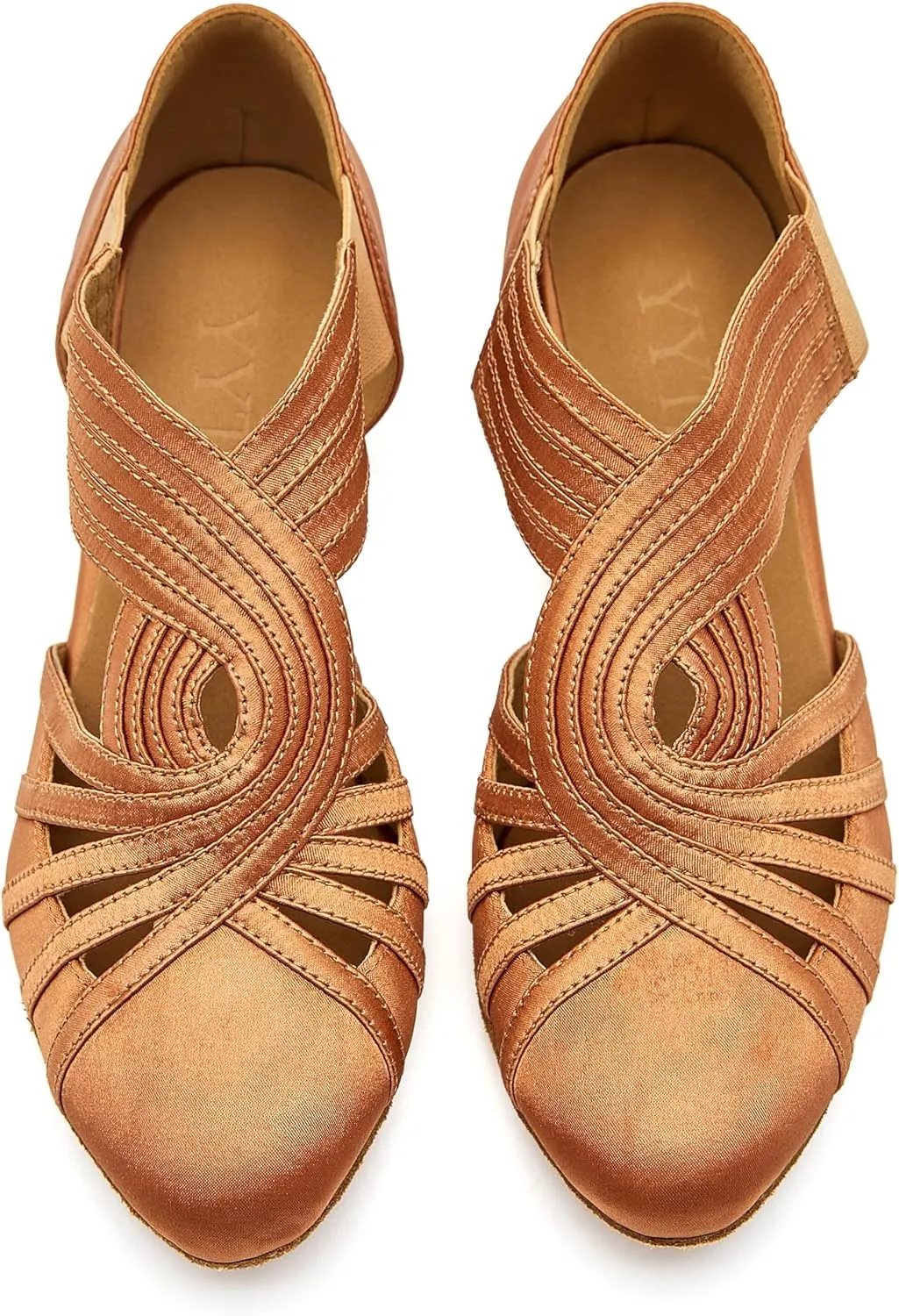 YYTing Women Swing Latin Ballroom Salsa Dance Shoes (Closed Toe, Suede Sole) YT12