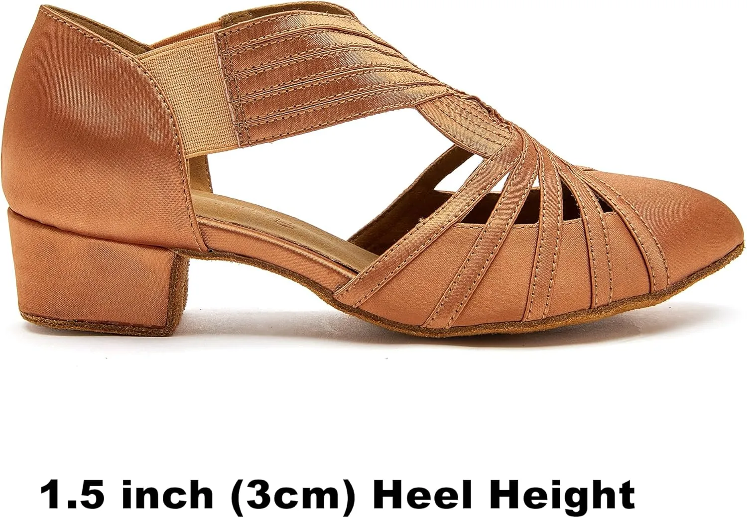 YYTing Women Swing Latin Ballroom Salsa Dance Shoes (Closed Toe, Suede Sole) YT12